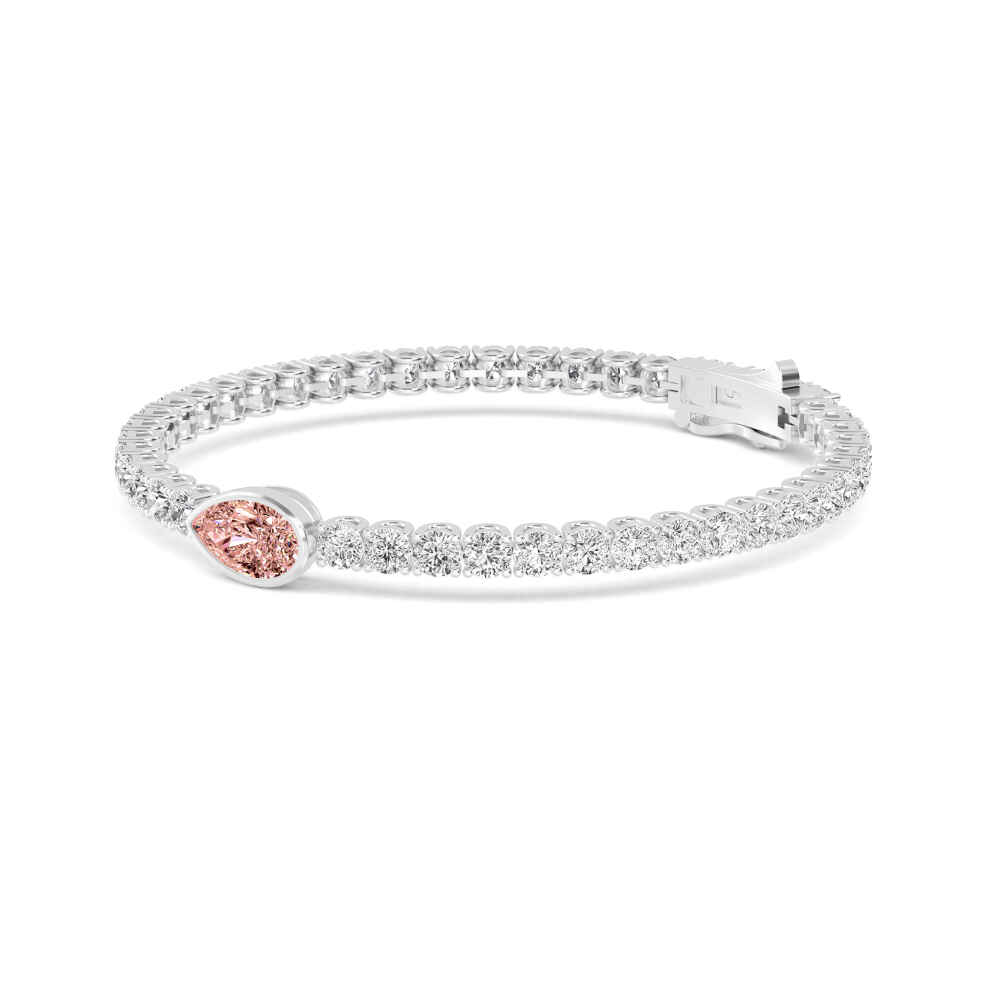 Pink Pear Diamond Tennis Bracelet