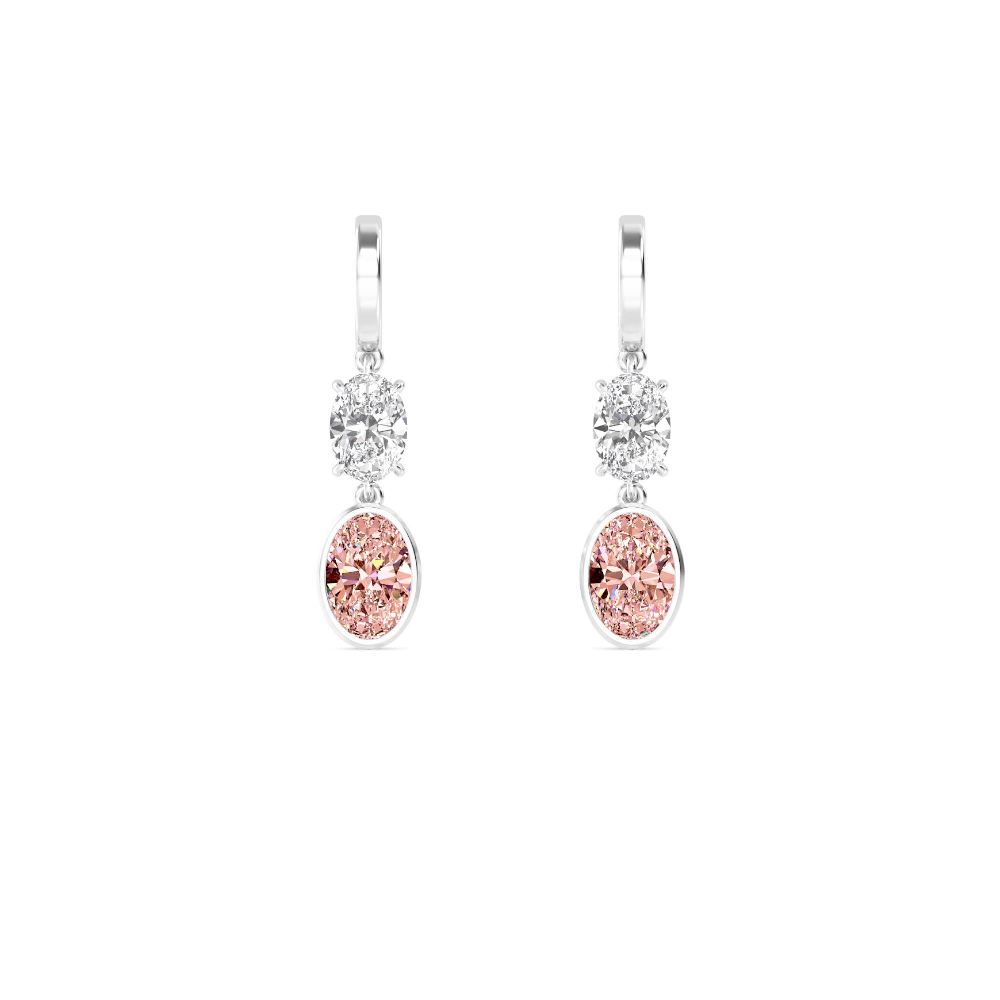 Pink Oval Diamond Drop Earrings
