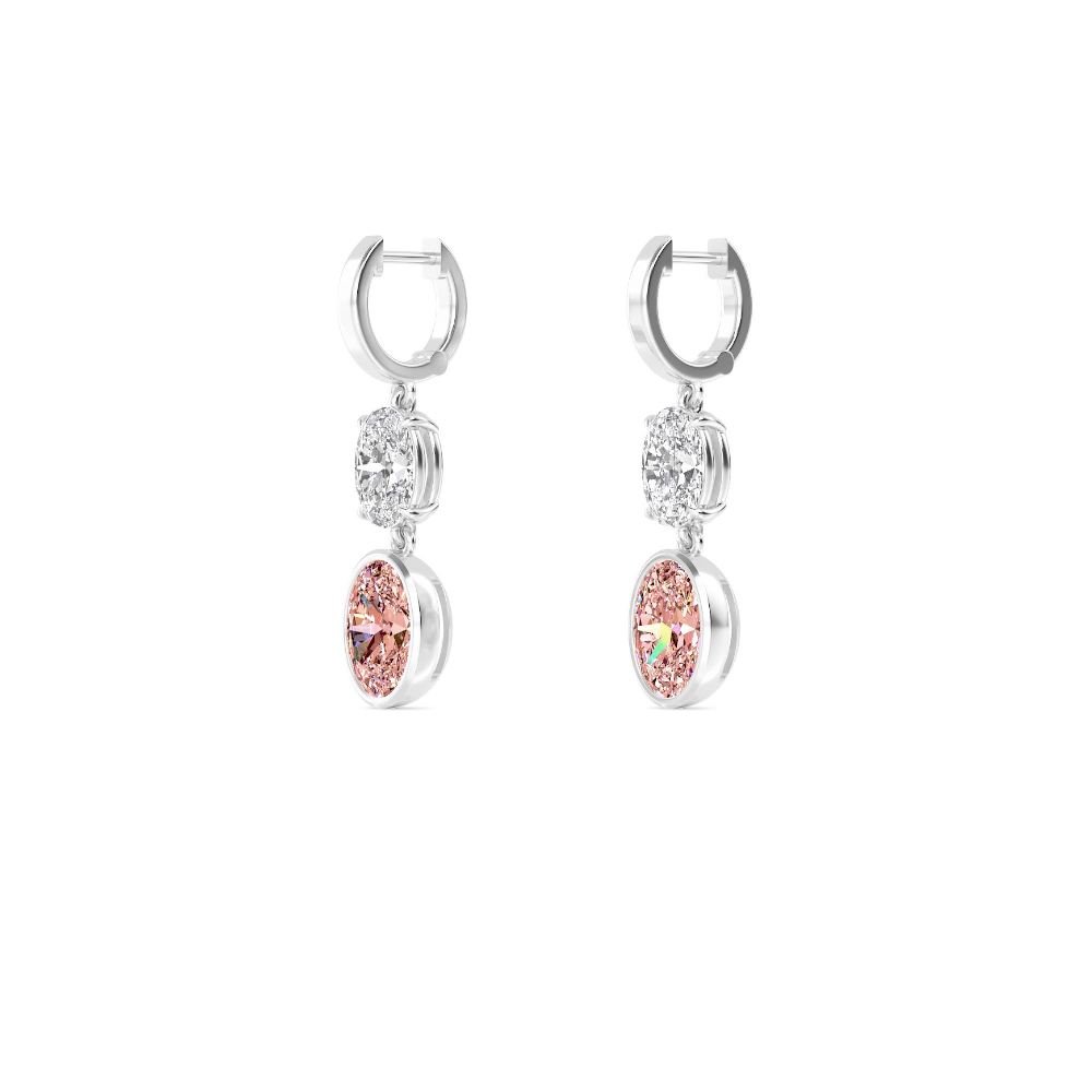 Pink Oval Diamond Drop Earrings