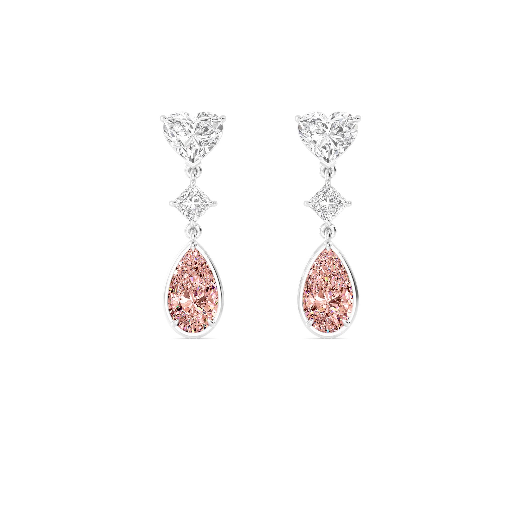 Pink Pear Diamond Drop Earrings