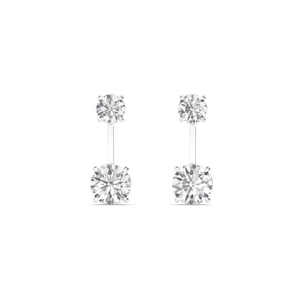 Round Diamond Drop Stud Earrings
