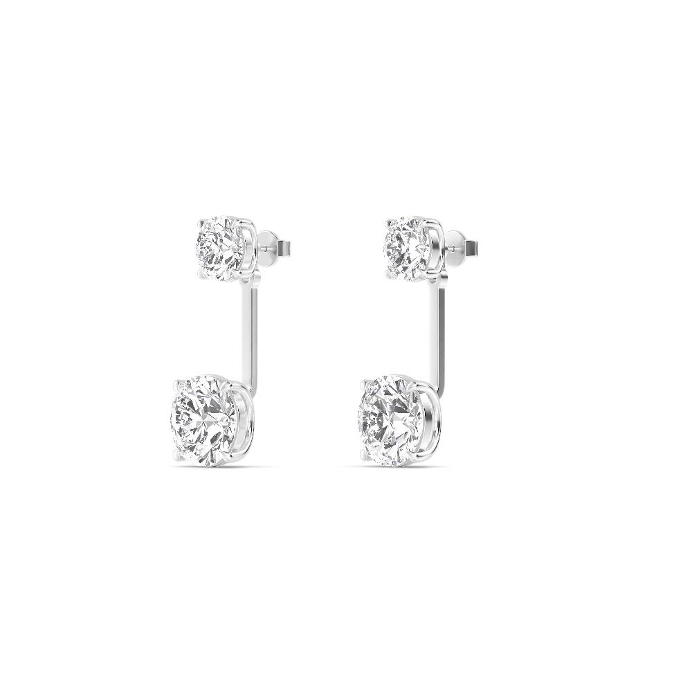 Round Diamond Drop Stud Earrings