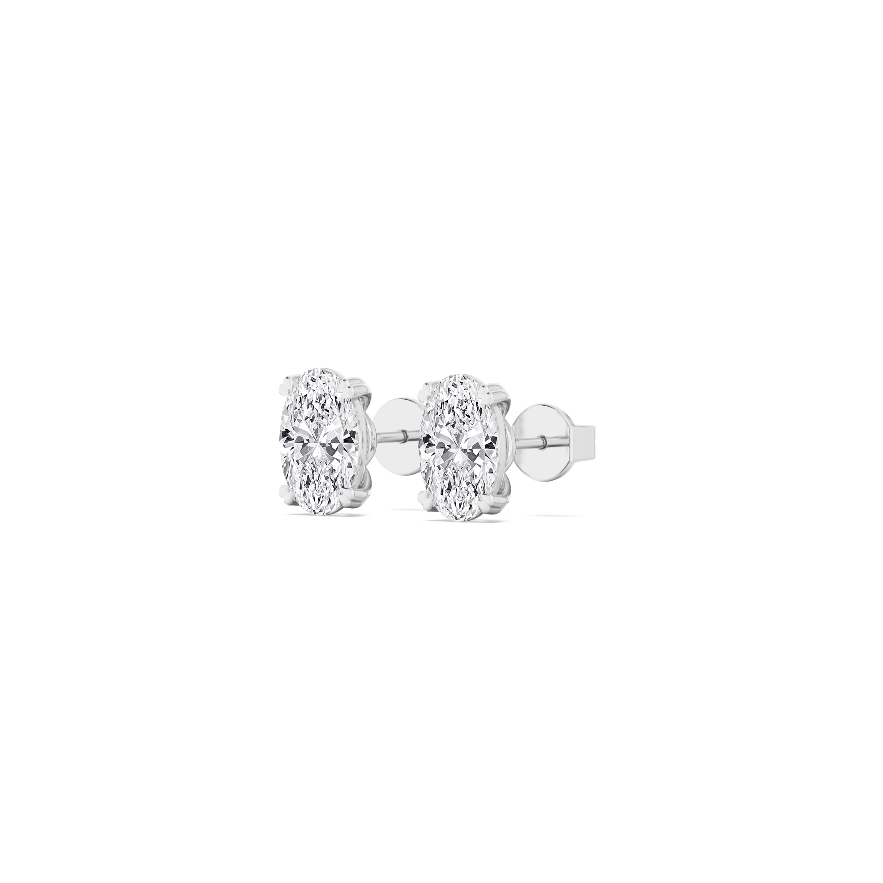 Oval Double Prong Stud Earrings