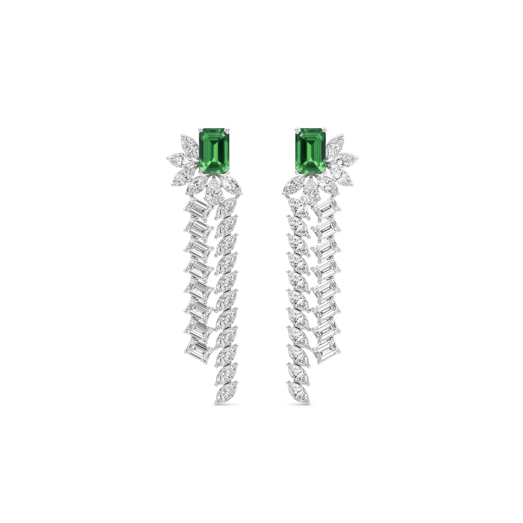 Geen Emerald Diamond Dangle Earrings
