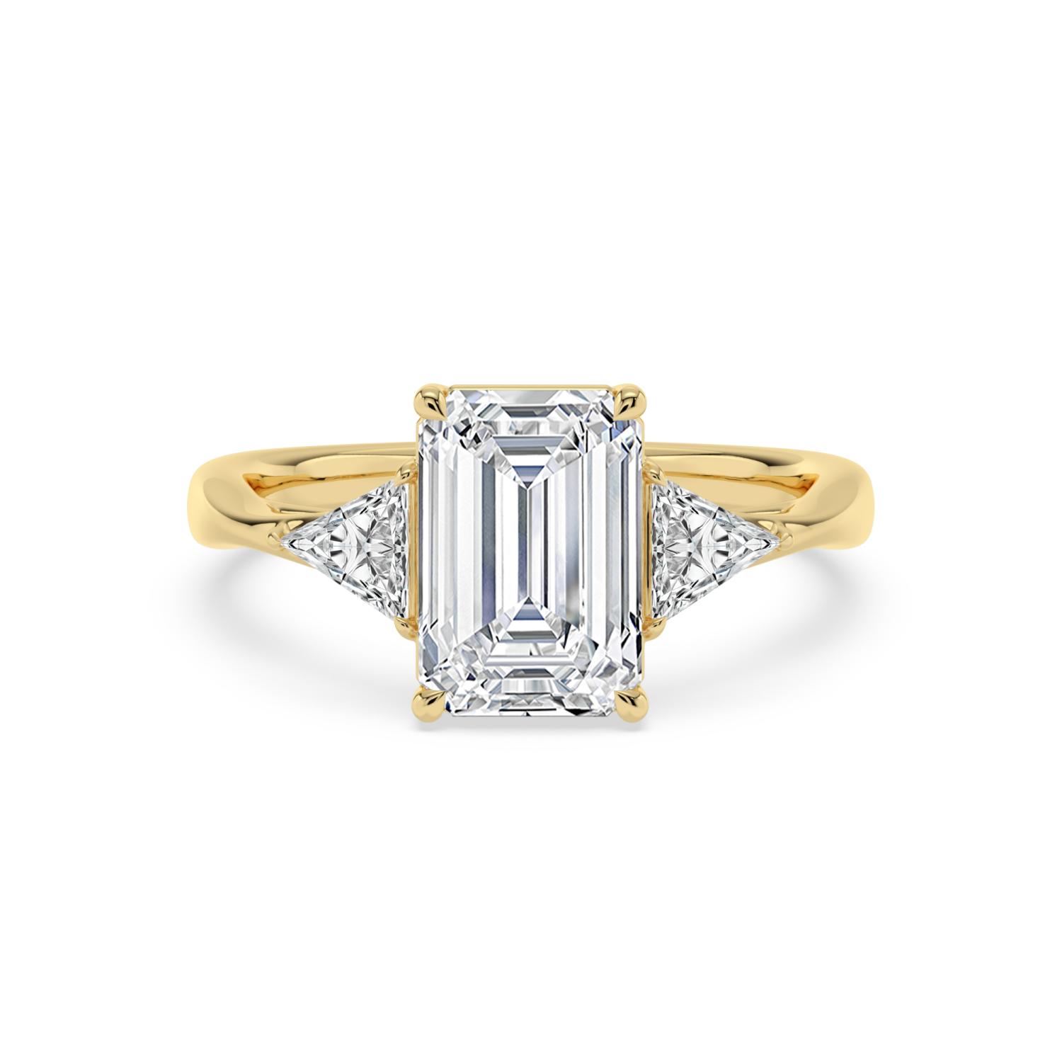 3.49ctw Emerald Three Stone Lab-Grown Diamond Engagement Ring