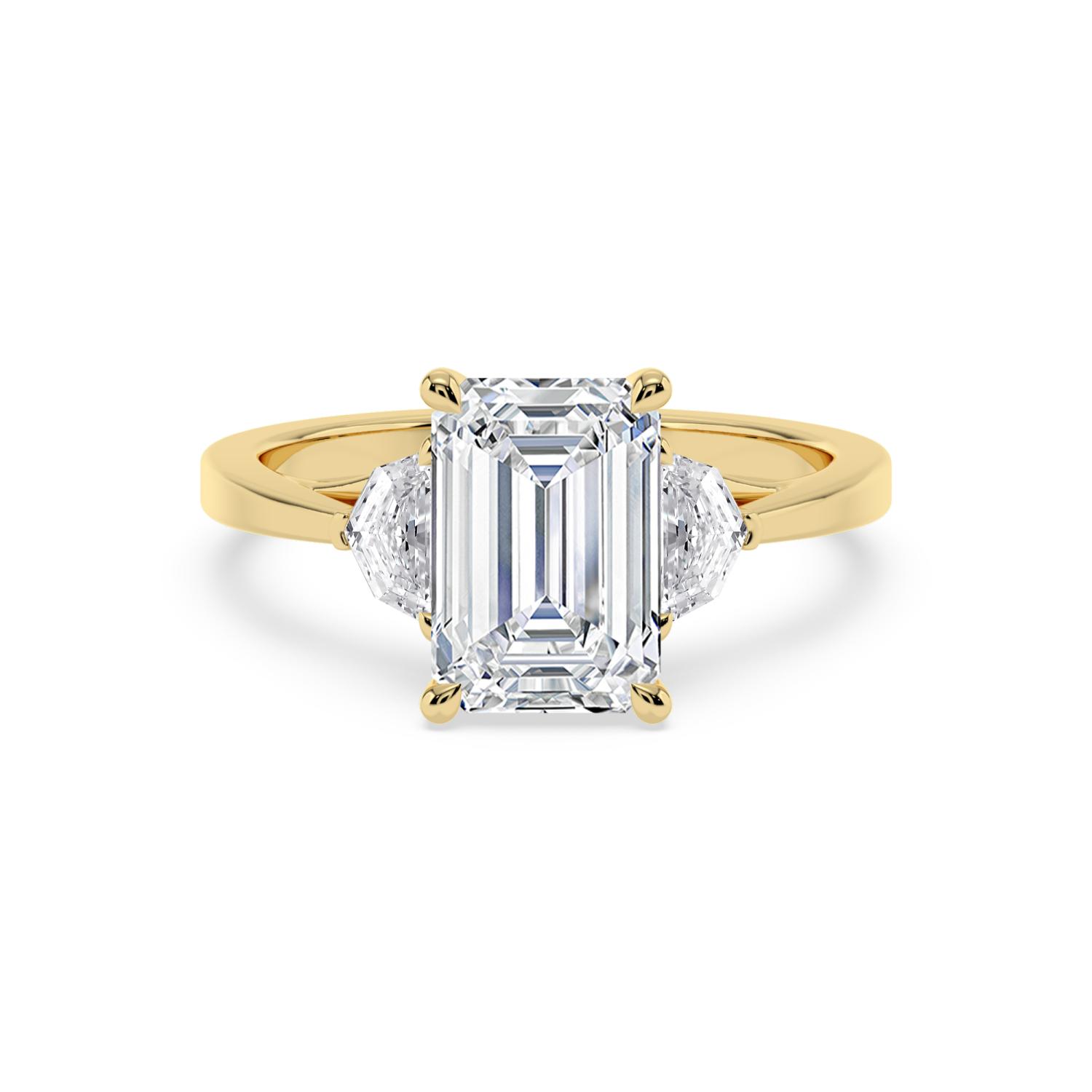 3.51ctw Emerald Three Stone Lab-Grown Diamond Engagement Ring