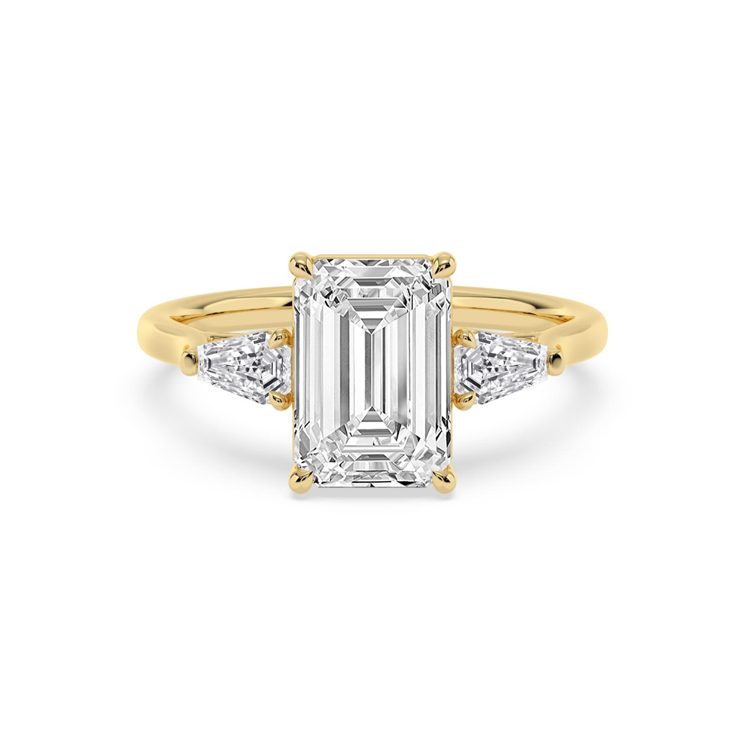 3.54ctw Emerald Three Stone Lab-Grown Diamond Engagement Ring