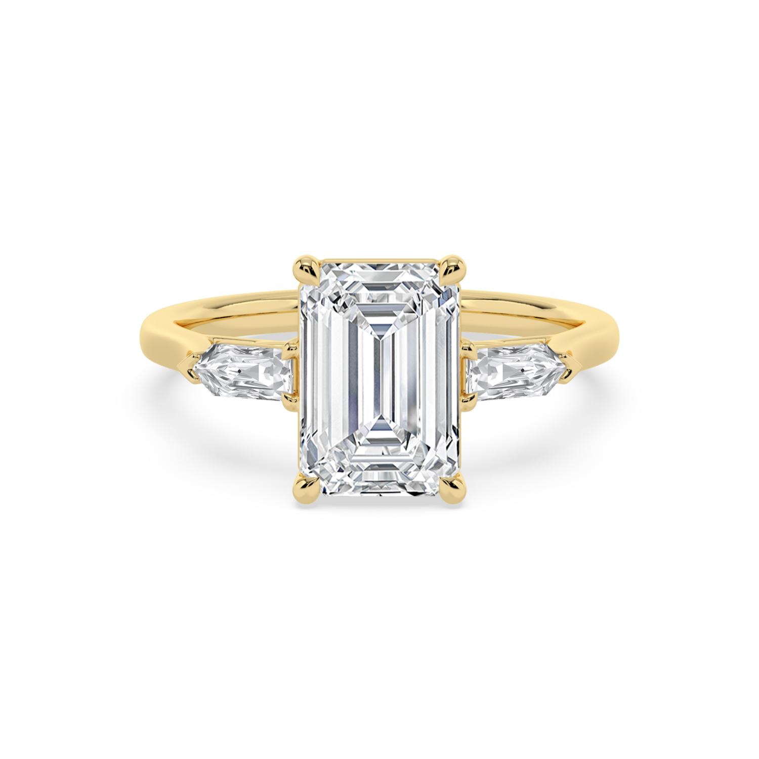 3.34ctw Emerald Three Stone Lab-Grown Diamond Engagement Ring
