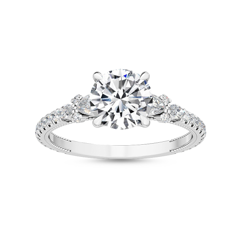 Round Diamond Accent Engagement Ring