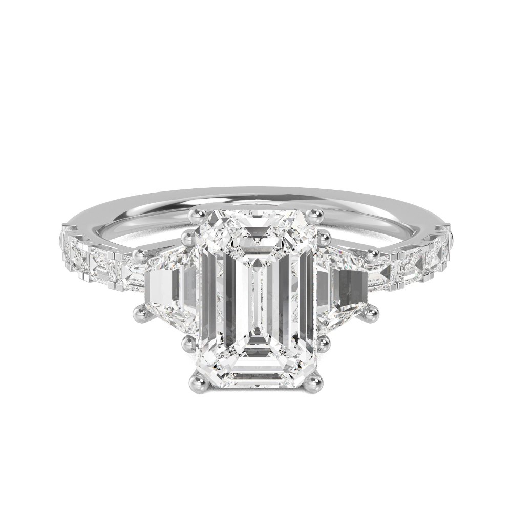 2.93ctw Emerald Three Stone Lab-Grown Diamond Engagement Ring