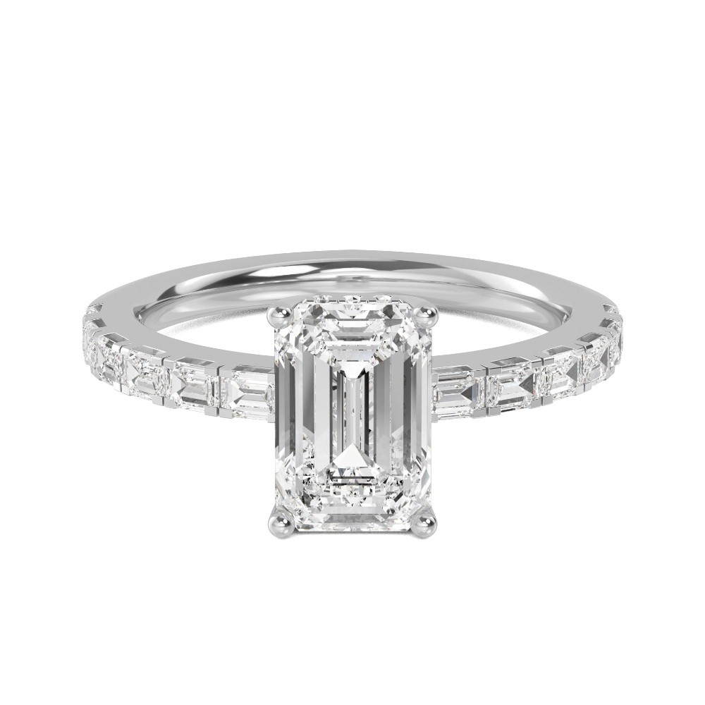 Emerald Diamond Hidden Halo Pavé Ring