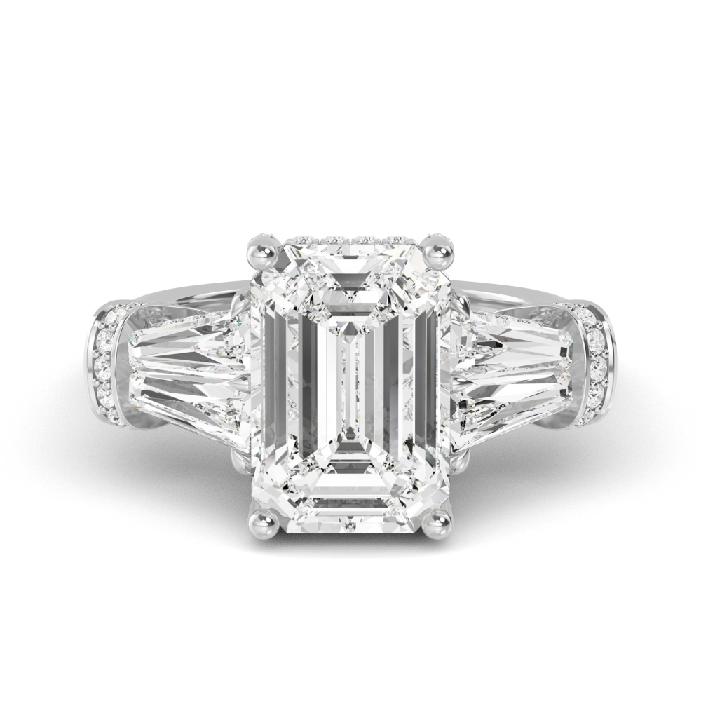 6.47ctw Emerald Three Stone Lab-Grown Diamond Engagement Ring