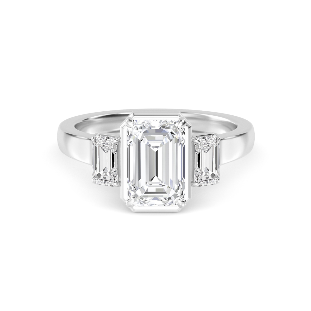 Emerald-Cut Three-Stone Diamond Ring