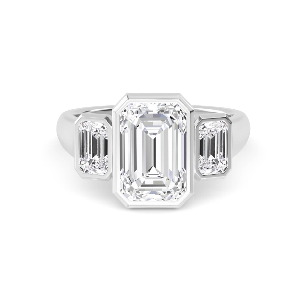 Emerald Diamond Three Stone Ring