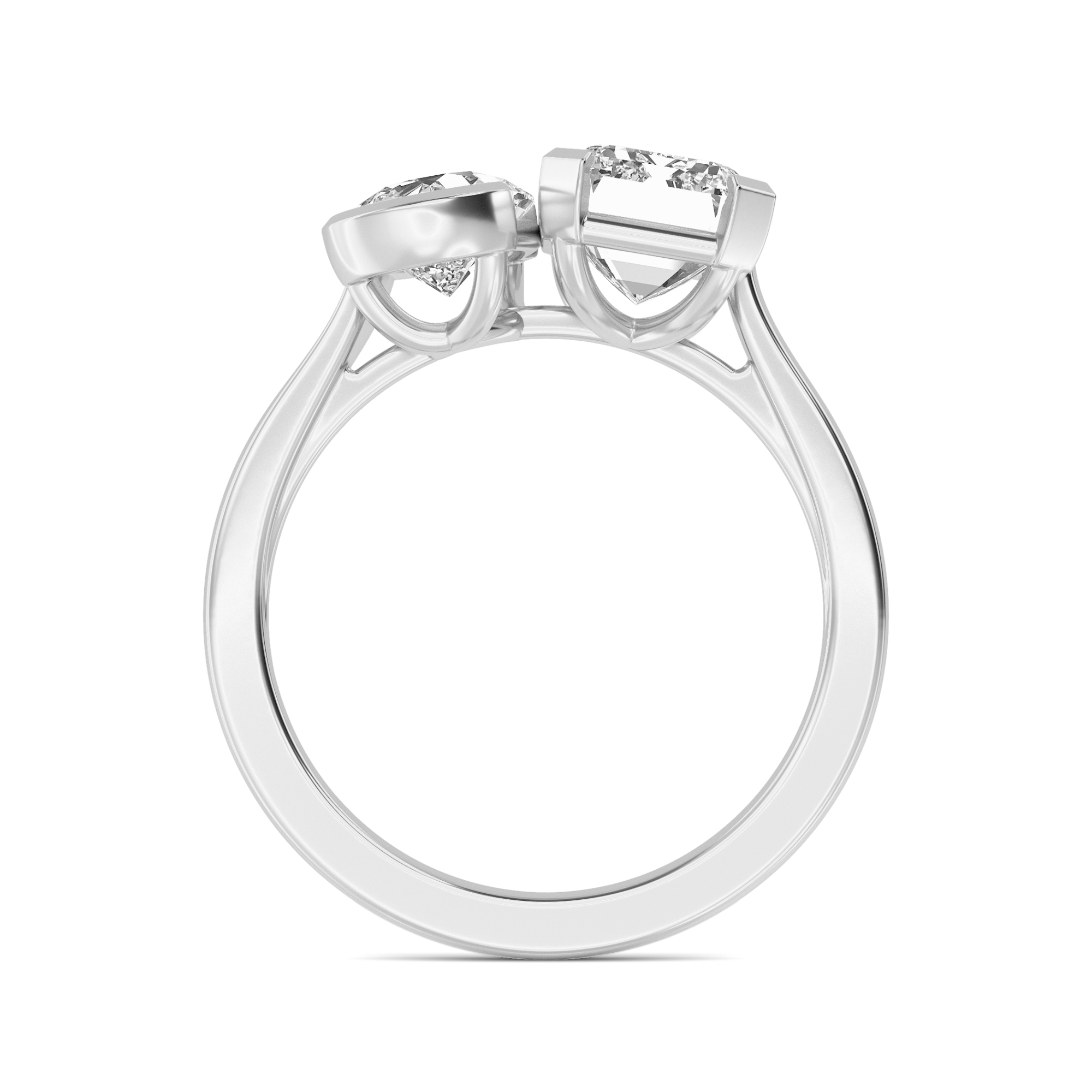 Pear and Emerald Toi Et Moi Ring