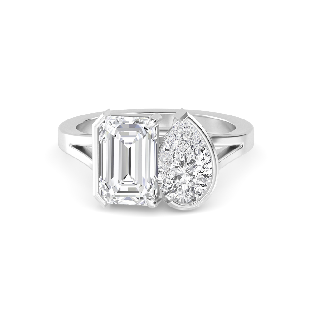 Emerald and Pear Toi Et Moi Ring