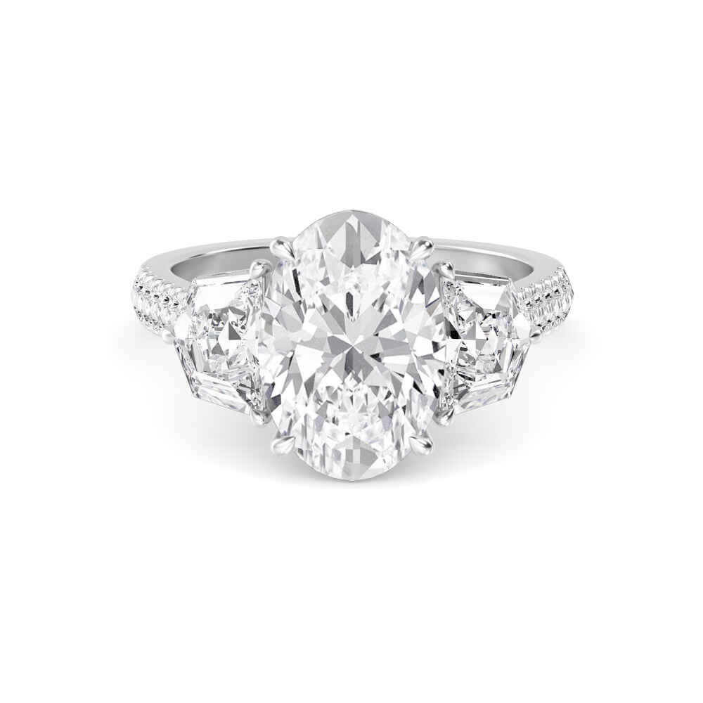 4.41ctw Oval Three Stone Lab-Grown Diamond Engagement Ring