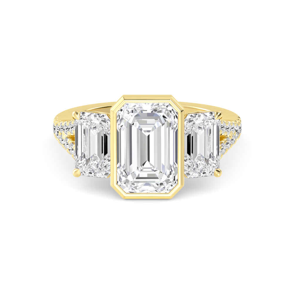 5.29ctw Emerald Three Stone Lab-Grown Diamond Engagement Ring