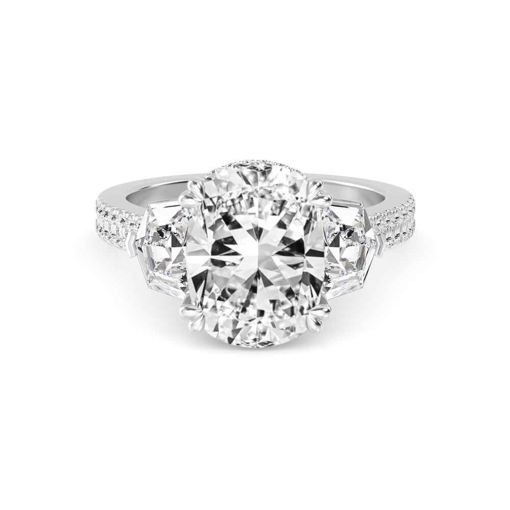 5.19ctw Cushion Three Stone Lab-Grown Diamond Engagement Ring