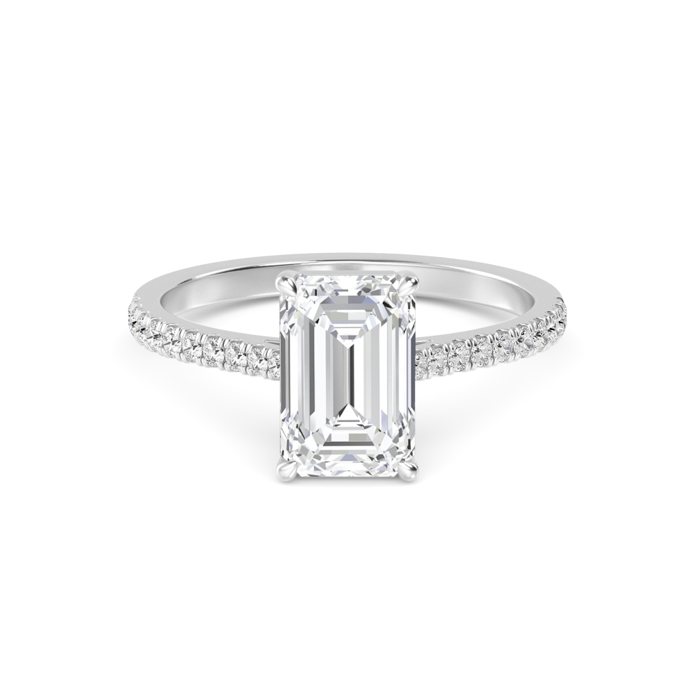 Emerald-Cut Pavé Diamond Ring