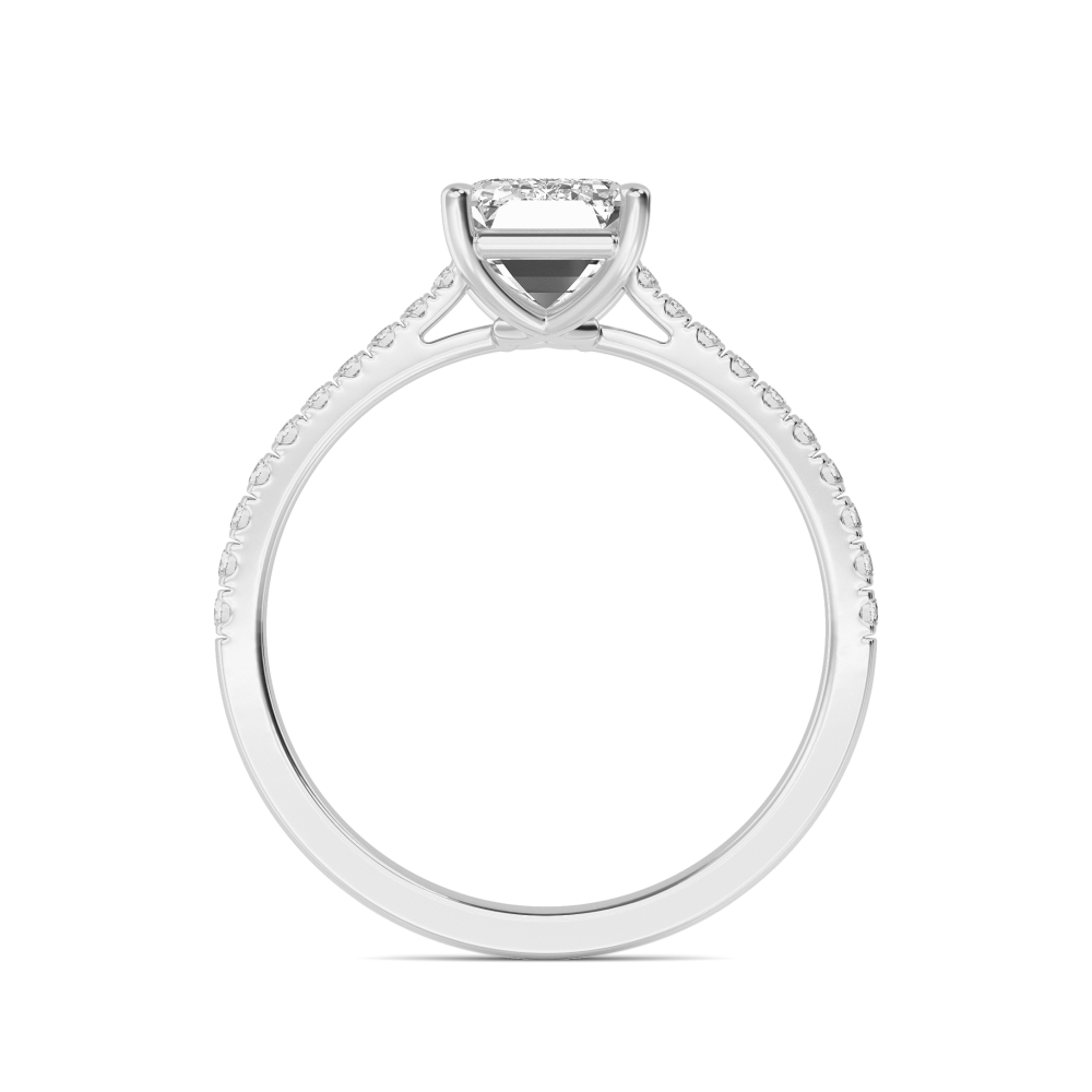 Emerald-Cut Pavé Diamond Ring