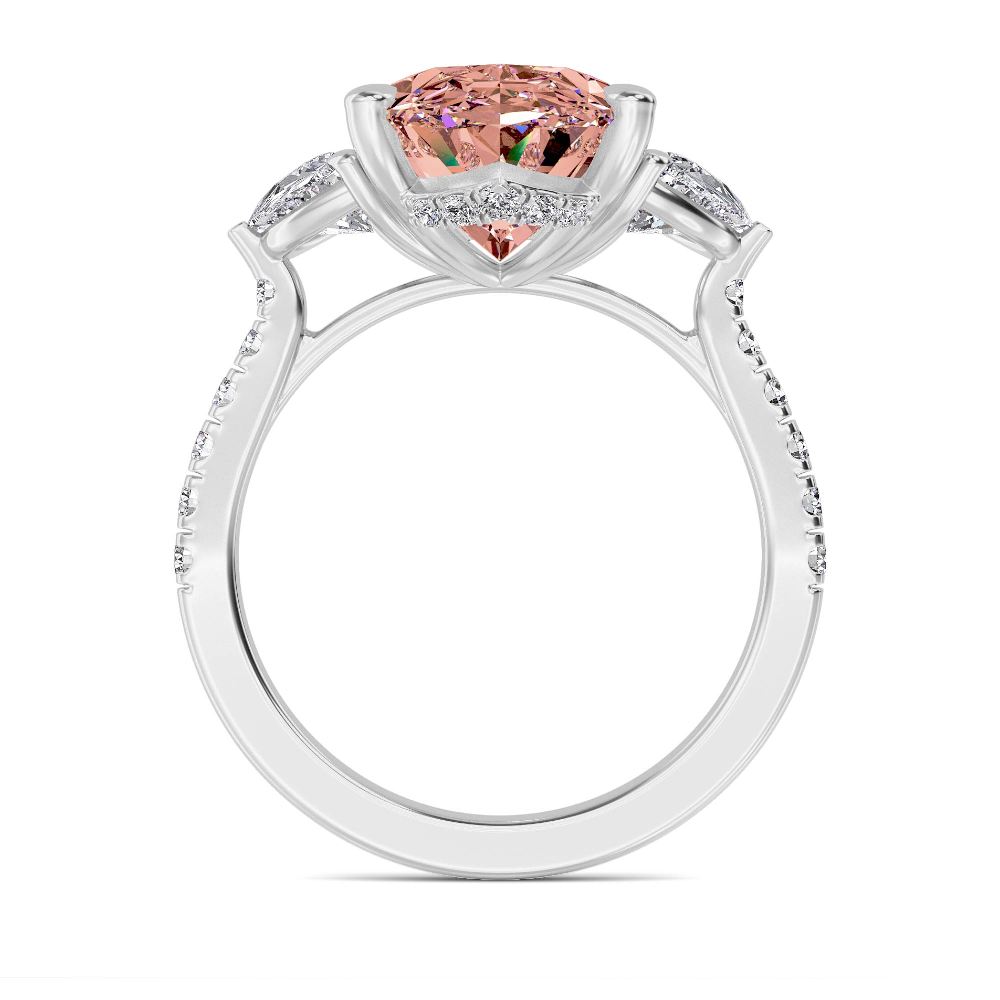Pink Oval Diamond Three Stone Ring