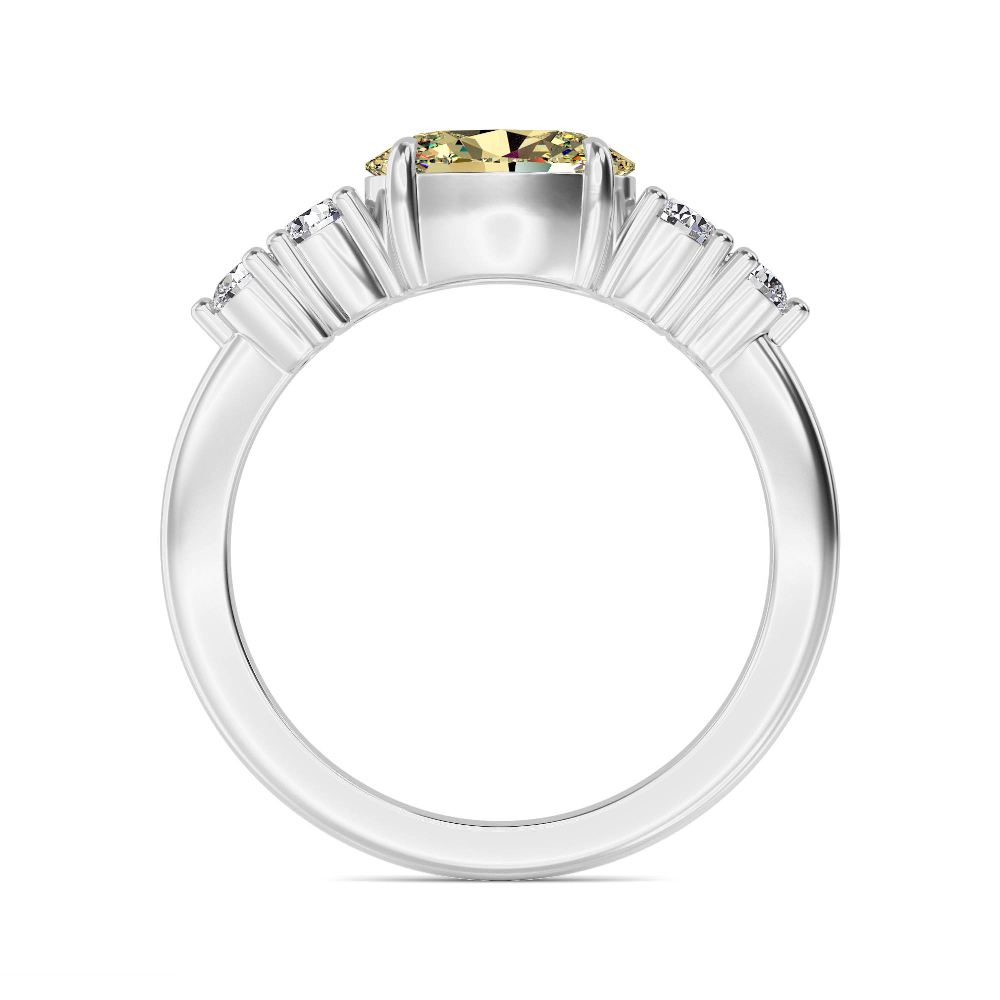 Yellow Oval Diamond Side Stone Ring