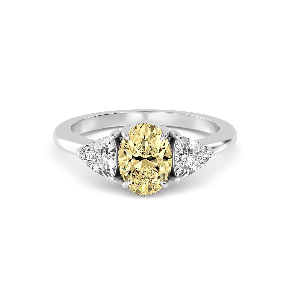 Yellow Oval Diamond Trinity Ring