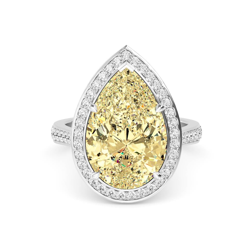Yellow Pear Diamond Halo Ring