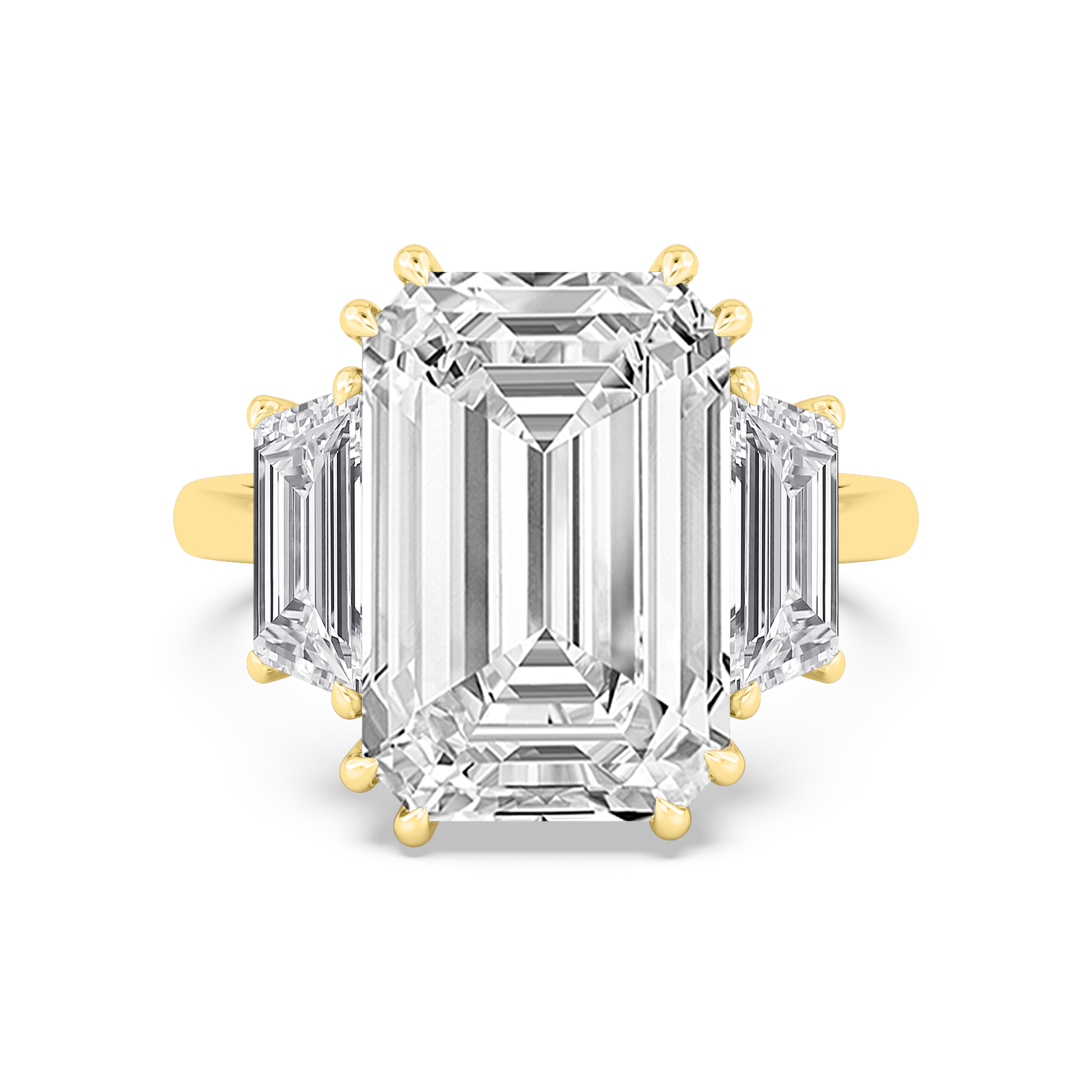 11.45ctw Emerald Three Stone Lab-Grown Diamond Engagement Ring